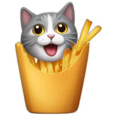 Un chat qui mange des frites  emoji