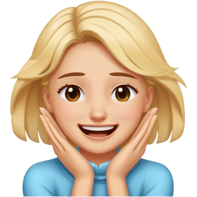 Girl laughing/crying with hands crossed over her neck emoji