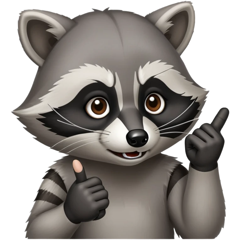 raccoon giving the finger as if he is flipping someone off emoji