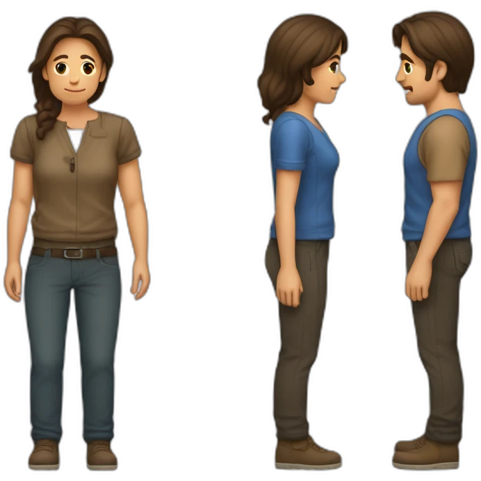 une femme brune faisant un câlin à un homme brin par derrière emoji