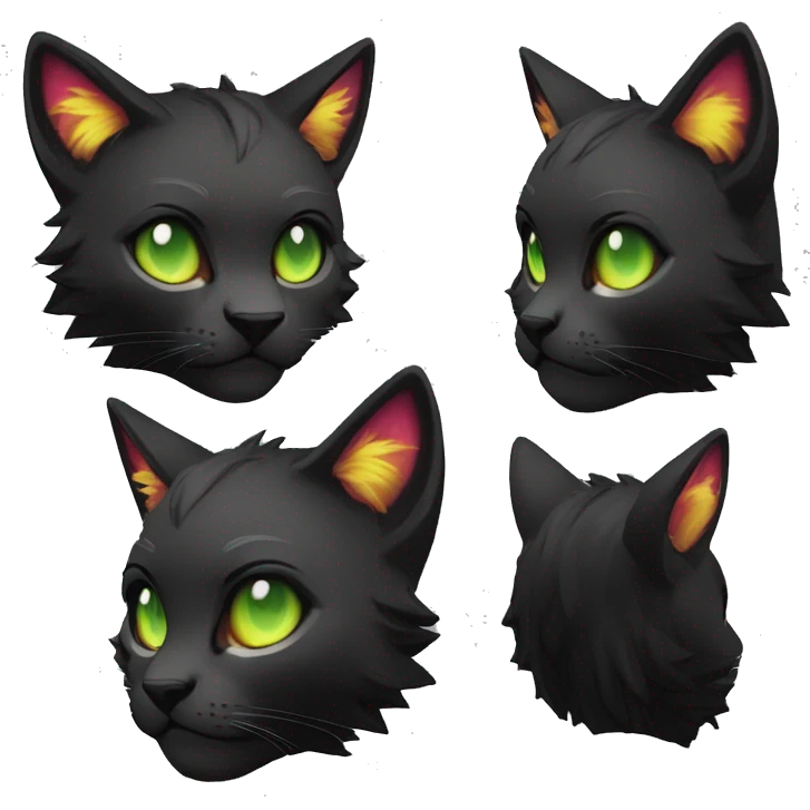 Edgy Shy Anthro cool pretty colorful dark cat-fursona techwear punk black emo-mane emoji