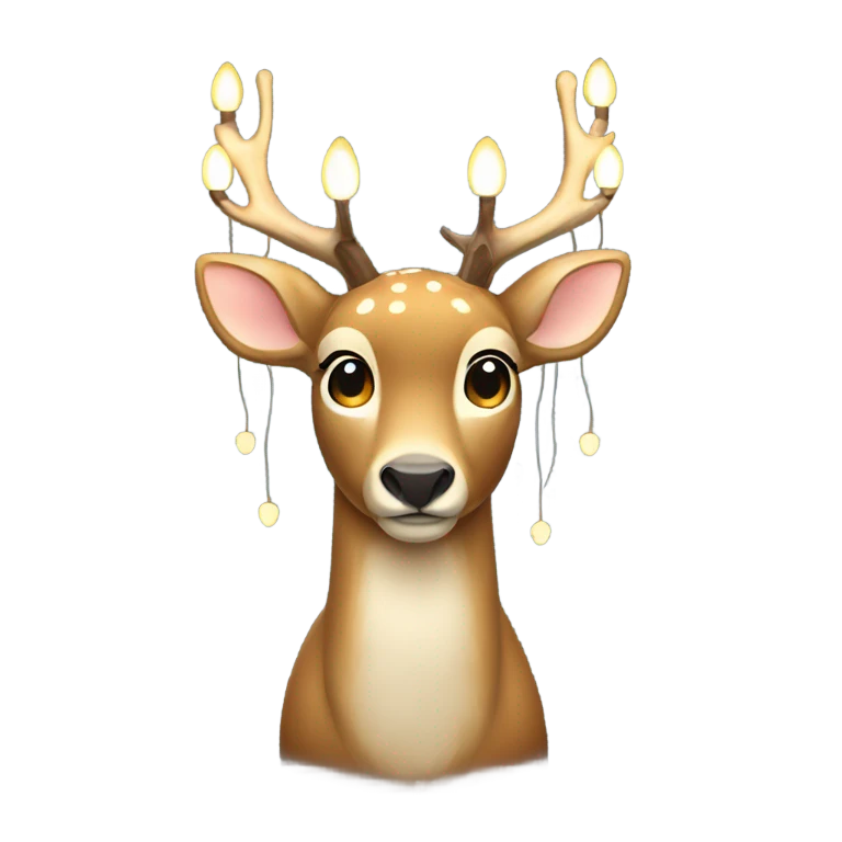 Deer with 8 warm white hanukah lights on antlers  emoji