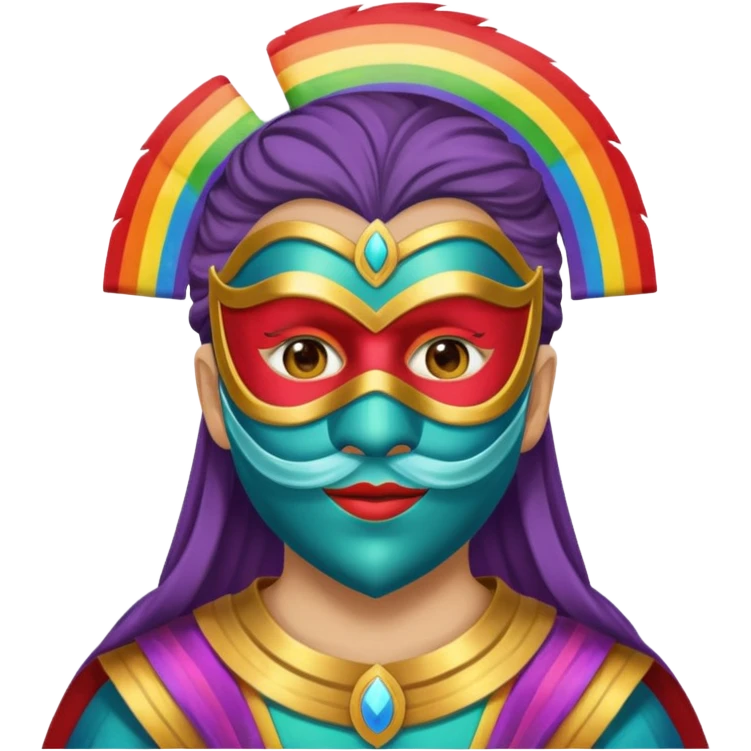 mask, wearing ancient custome, rainbow emoji