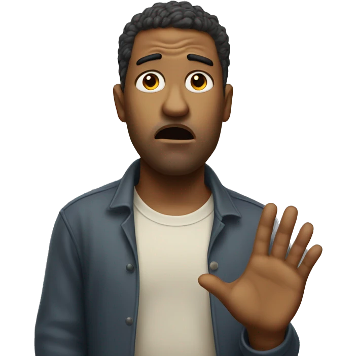 Disgusted with hand up emoji