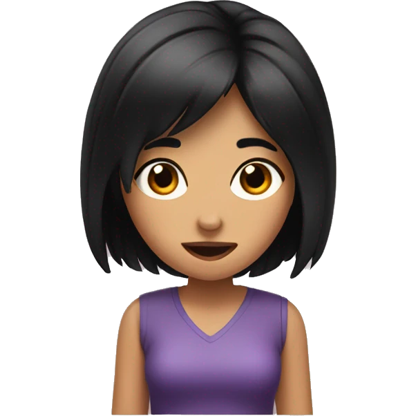 Girl with black hair sticking out tongue  emoji