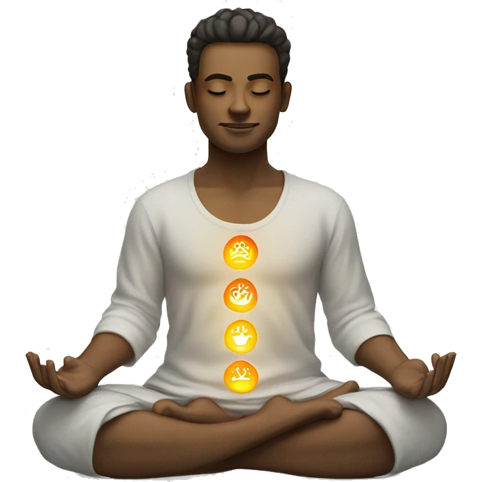 Man with 7 chakra symbols meditating mudra emoji
