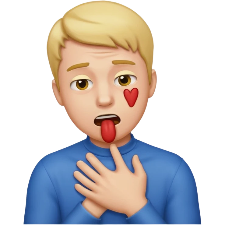 A guy choking himself as an emoji emoji