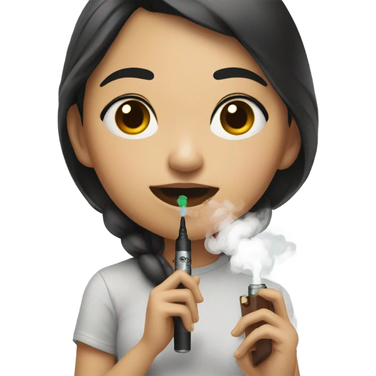 Asian Mexican girl holding a vape emoji