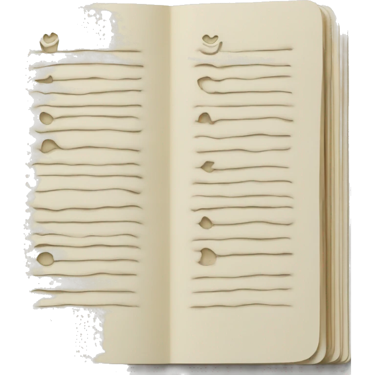 poetry notebook, cream pages, relief emoji