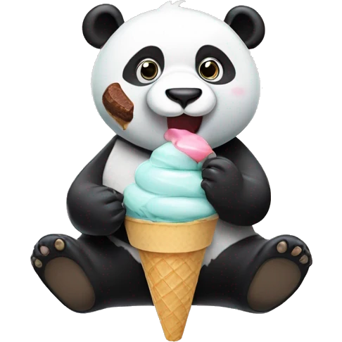 Panda eating ice cream emoji