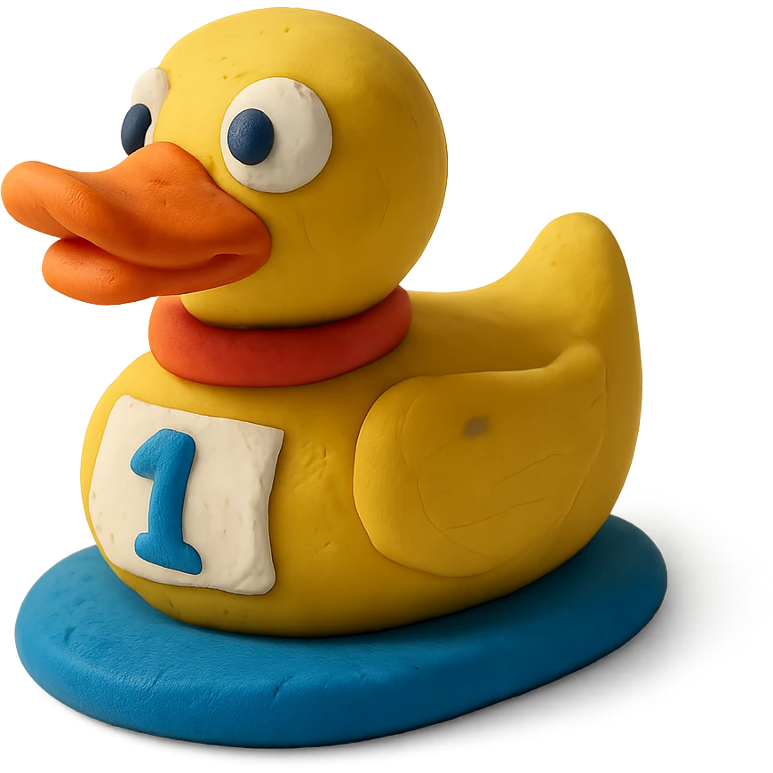 cartoon duck for a duck race in claymation style emoji