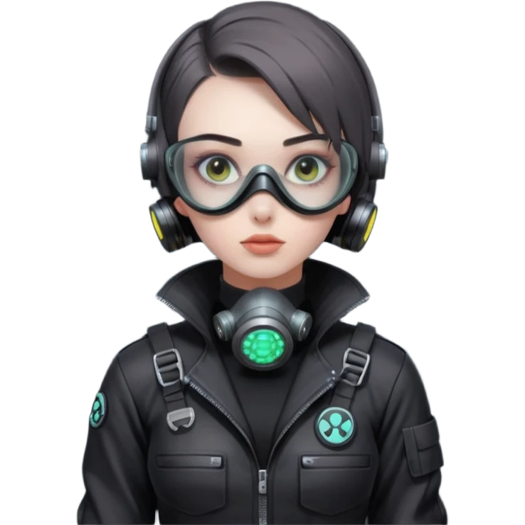 cyberpunk gasmask girl programmer buzzcut hair emoji