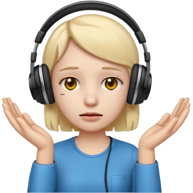 emoji with head phone holding both hands listening looks like sad  emoji