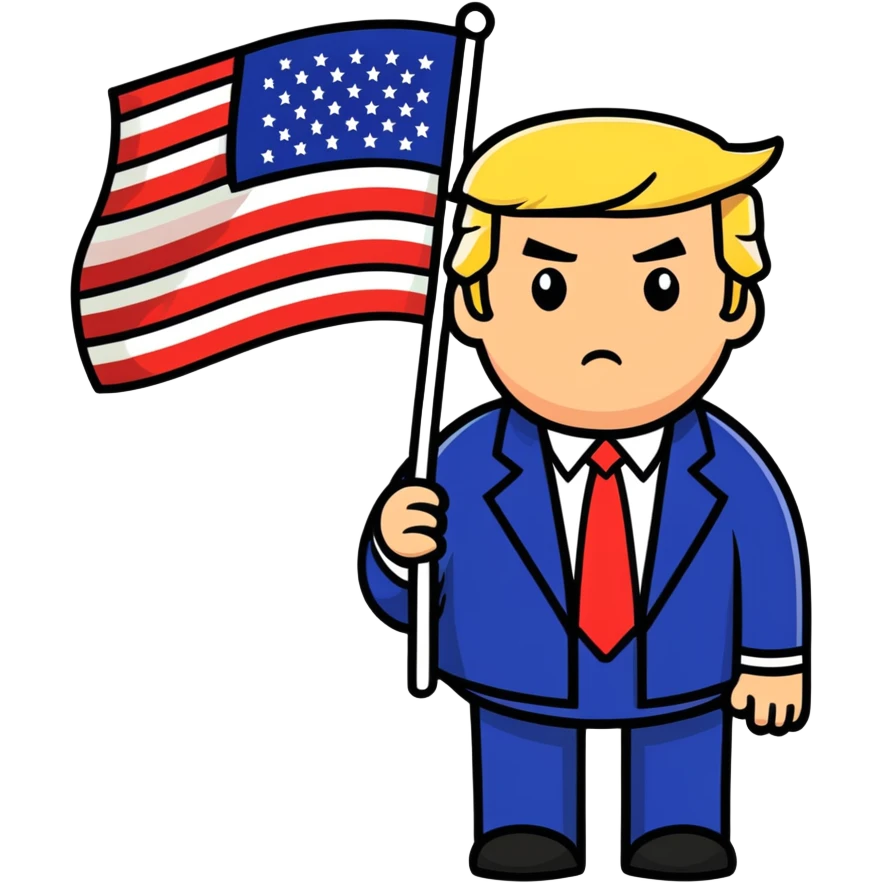 Trump with an American flag emoji