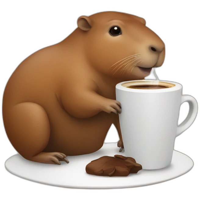 Capibara with cup of coffee emoji