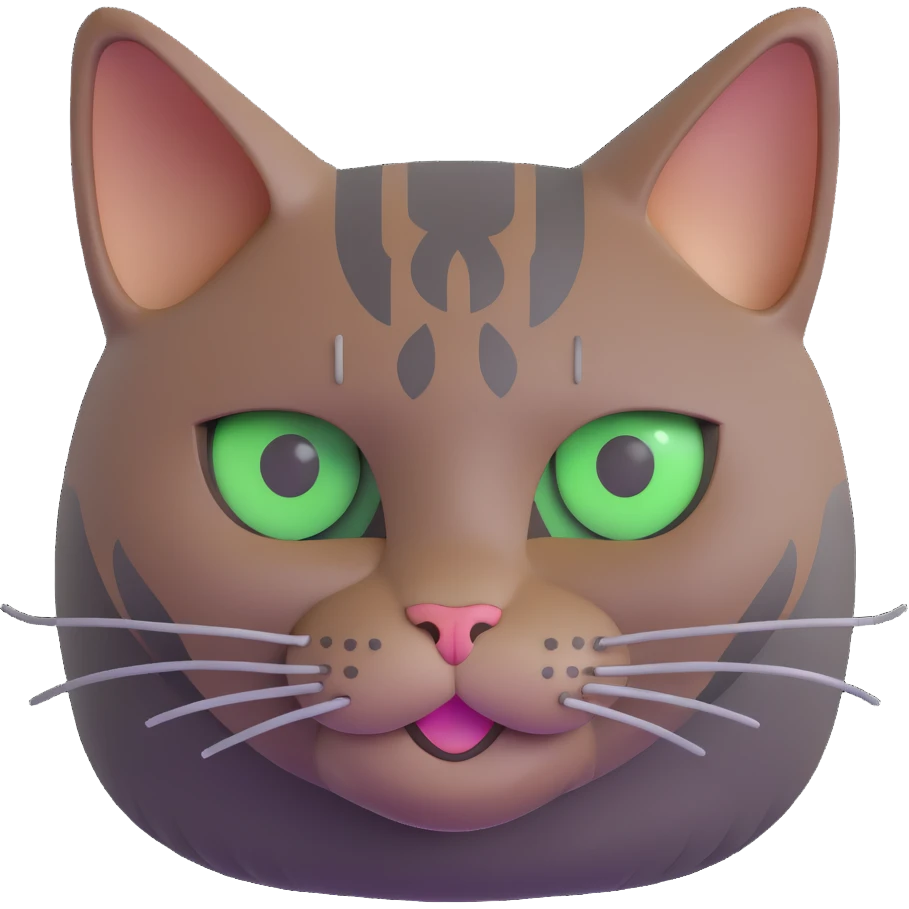 brownish gray cat with green eyes close together emoji