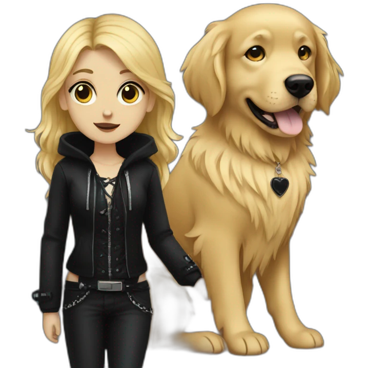goth girl and golden retriever man emoji