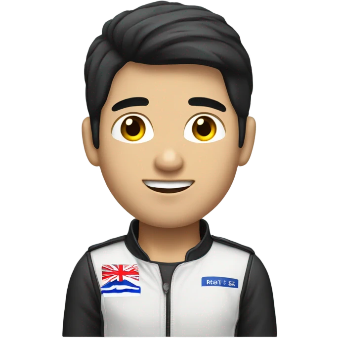formula one driver, asian, black hair, black eyes, male emoji