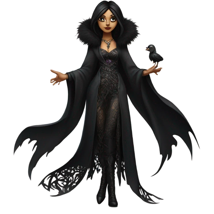 the morrigan goth woman version vines style furr robe stylish boots emoji