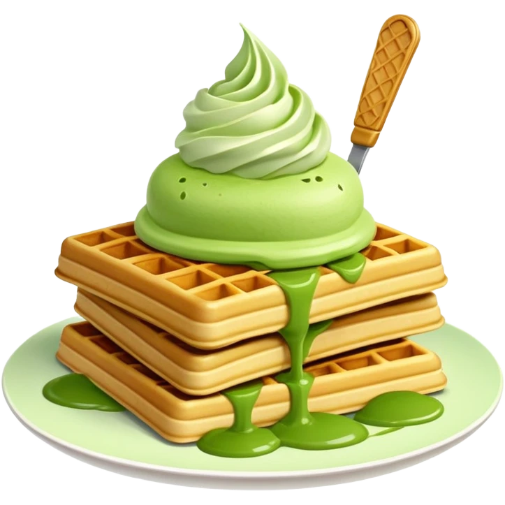 matcha ice cream on a stack of waffles emoji
