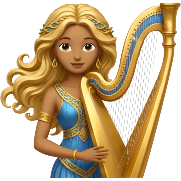 golden female musician statue emoji