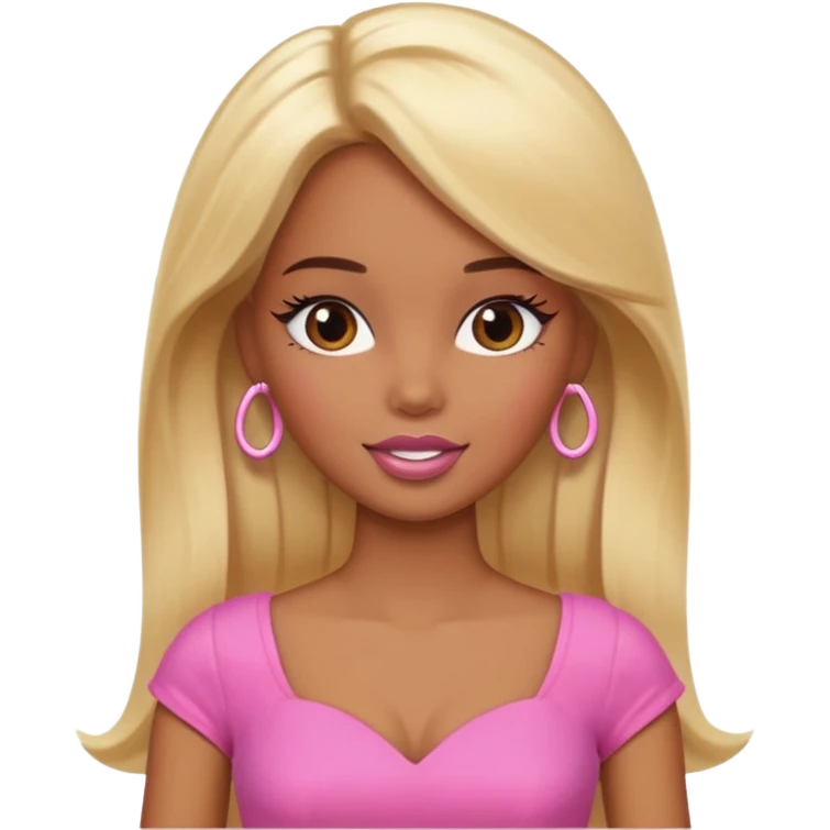 Brown skin blonde Barbie blushing emoji