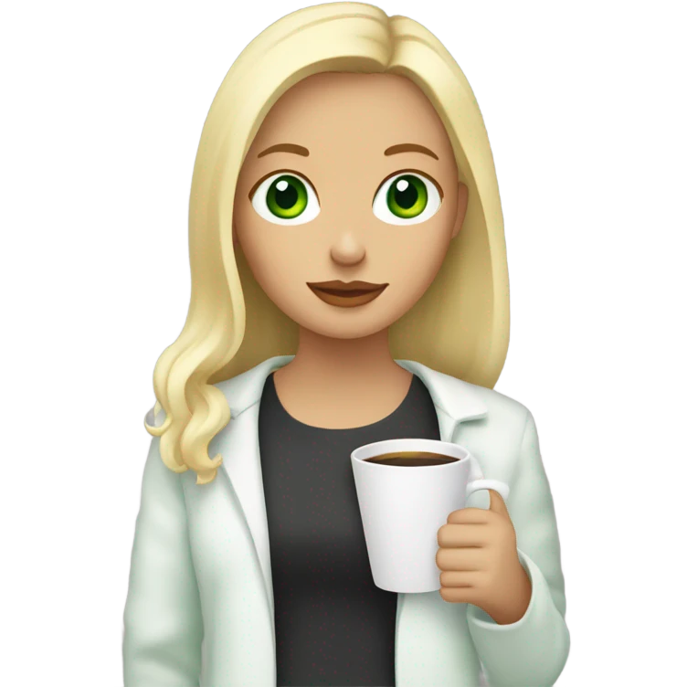 girl with green eyes blonde hair drinking coffee  emoji