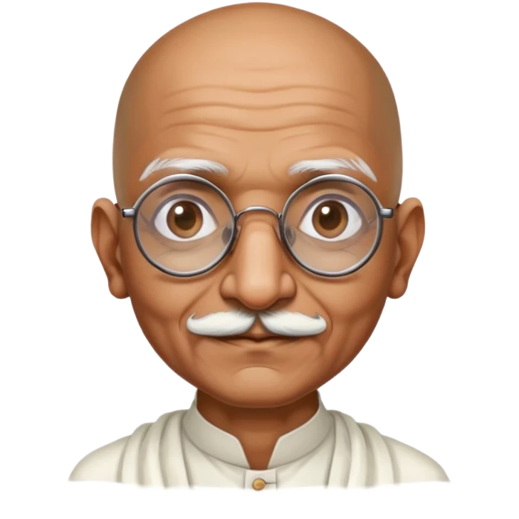 Mahatma Gandhi, Indian freedom fighter with round glasses and bald head emoji