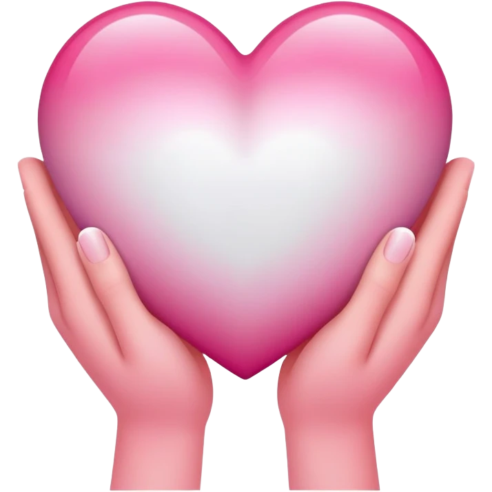 Hands holding a pink white gradient heart emoji