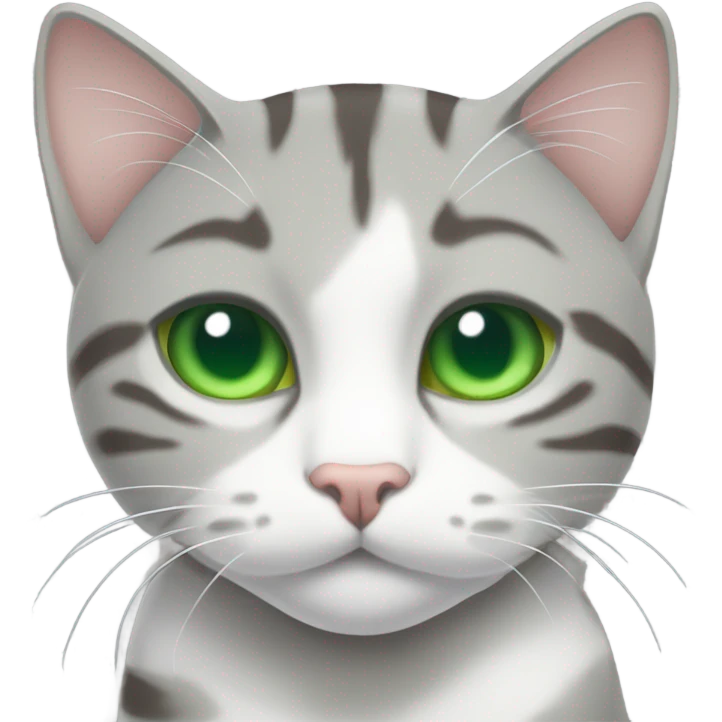 gray and white tabby cat with green eyes laying down emoji