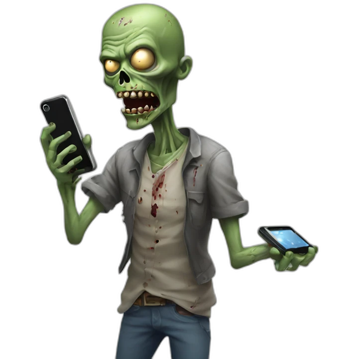 zombie with phone emoji