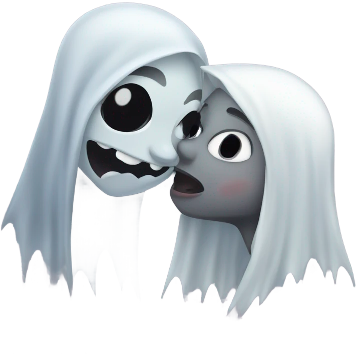 Ghost kissing Mae vampire emoji