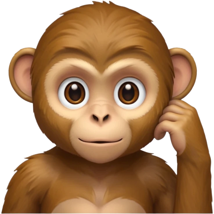 monkey listening hand on ear to help him hear better emoji