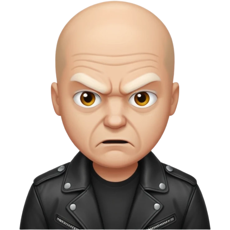 Angry bald man in a leather jacket emoji