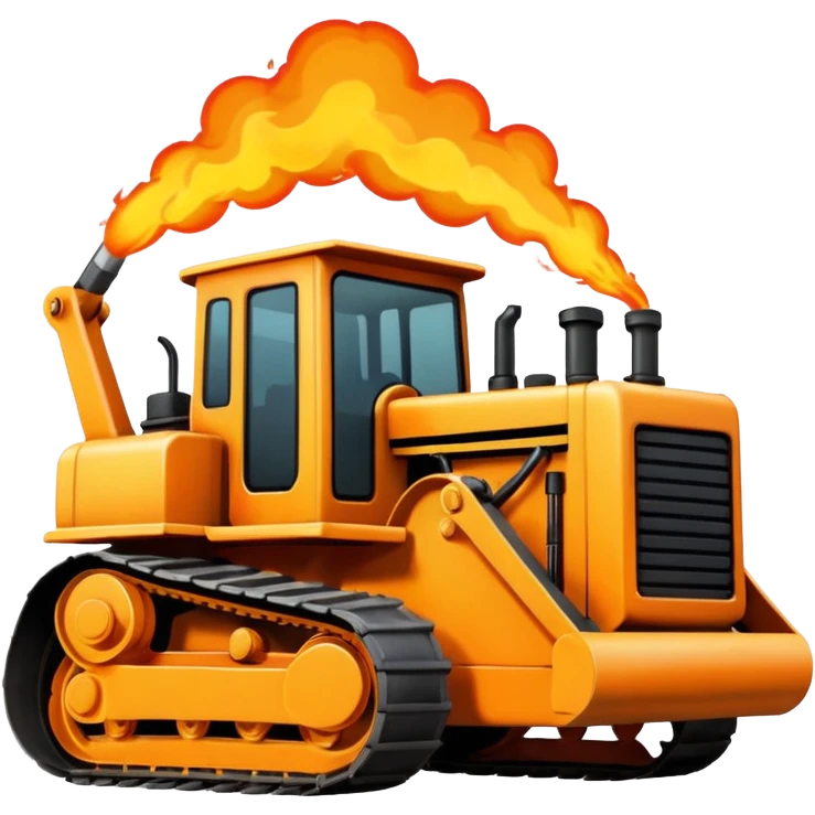 bulldozer on fire emoji
