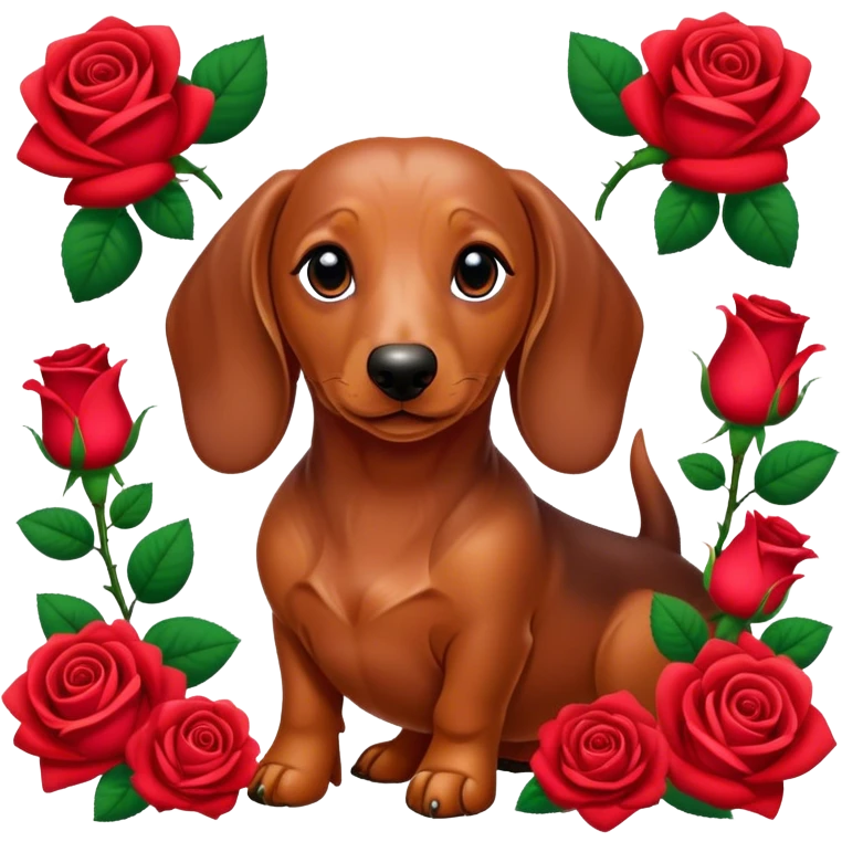 dachshund with roses  emoji