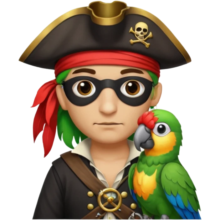 pirate with eye patch and parrot emoji