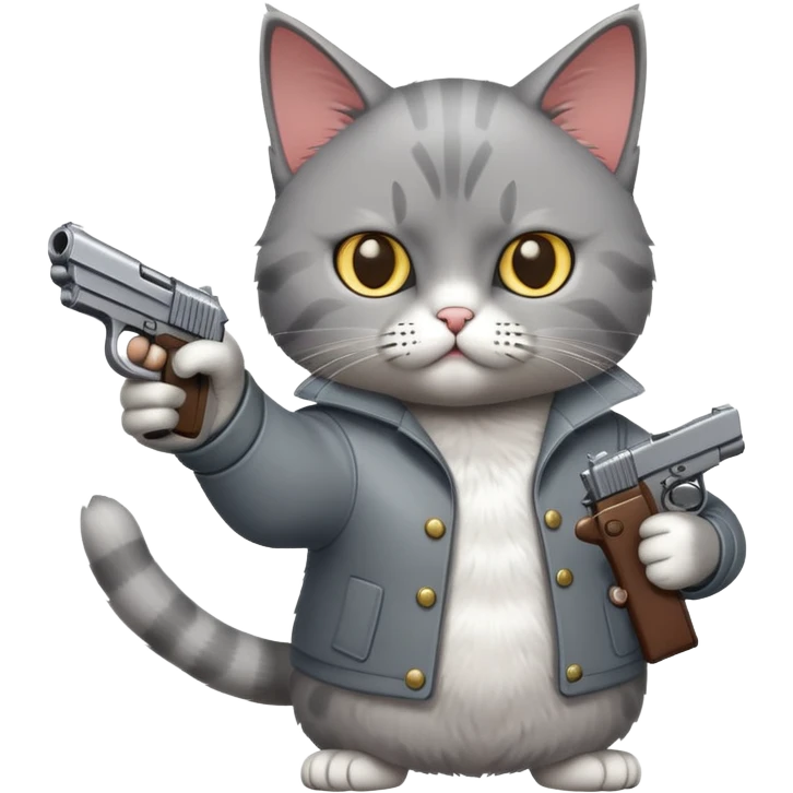 Cat pointing a pistol at himself emoji