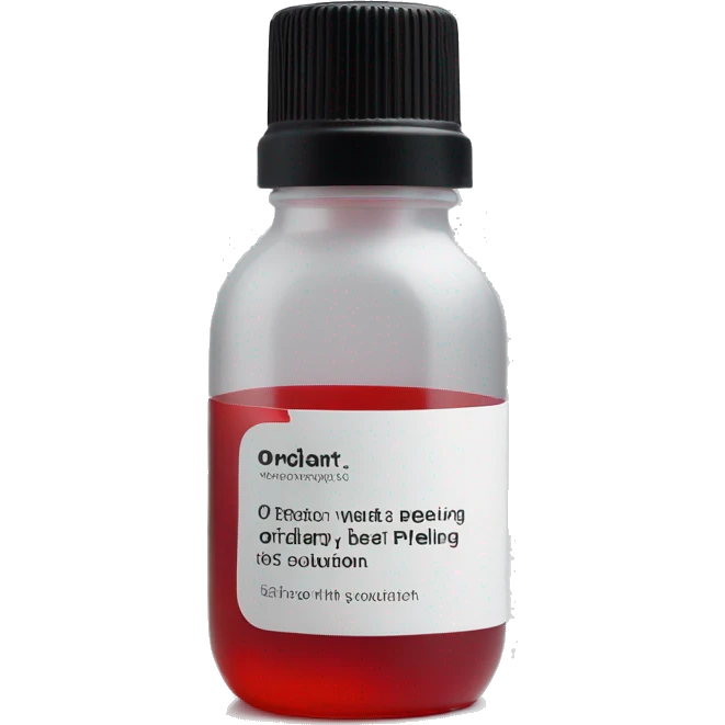 the ordinary peeling solution bottle with label and a red liquid inside emoji