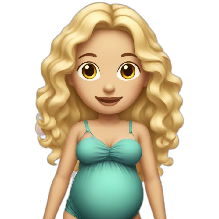 adorable pregnant blond full body women with beach-wave-hair emoji