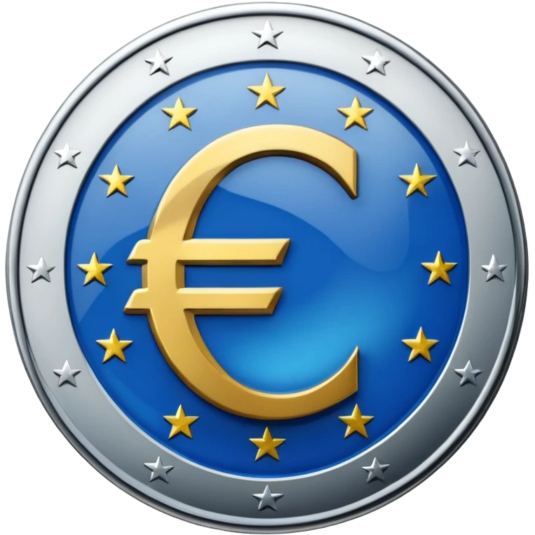 Transparent blue euro coin emoji