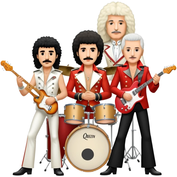 Queen band with Freddie Mercury, Brian May, Roger Taylor, and John Deacon emoji