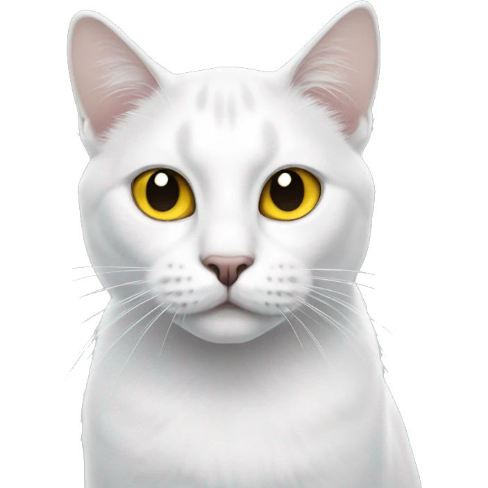 A white cat with big black spots and yellow eyes emoji