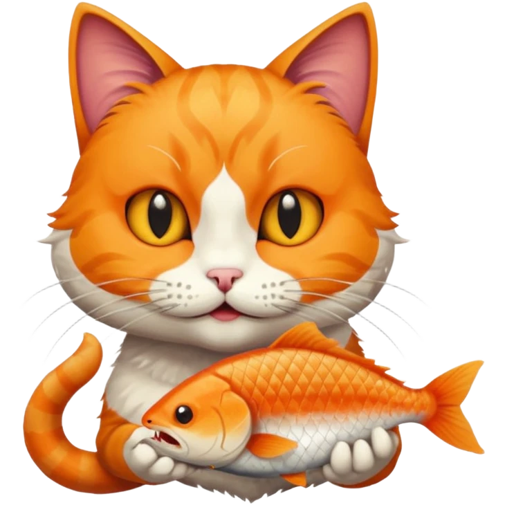 Cat eating fish emoji