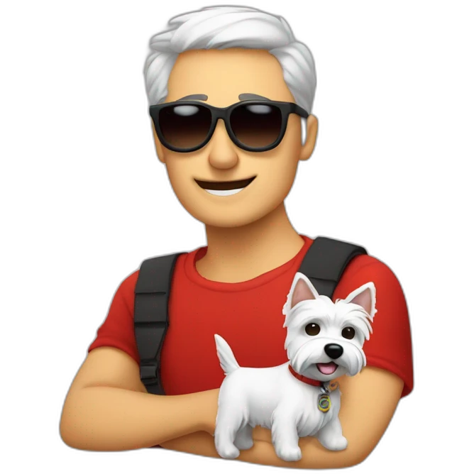 hombre-con-gafas-rojas-con-un-perro-westie emoji
