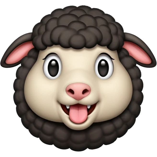 Oveja negra sacando la lengua en actitud de risas emoji