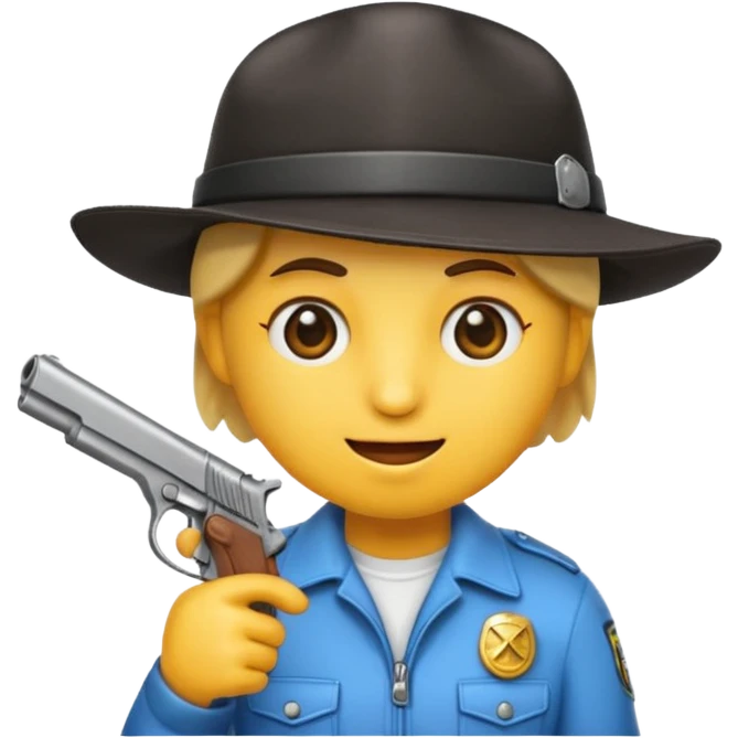 Un emoji con una gorra y una pistola en la mano emoji