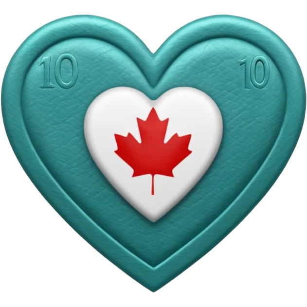 Teal heart with Canadian $10 bill emoji