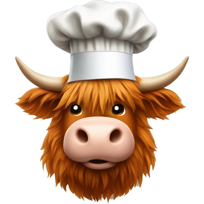 highland cow with chef hat emoji