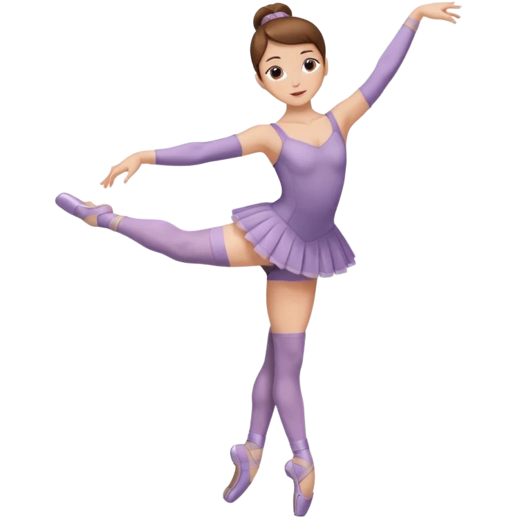 Ballet dancer in over the knee socks, leotard and brown hair emoji